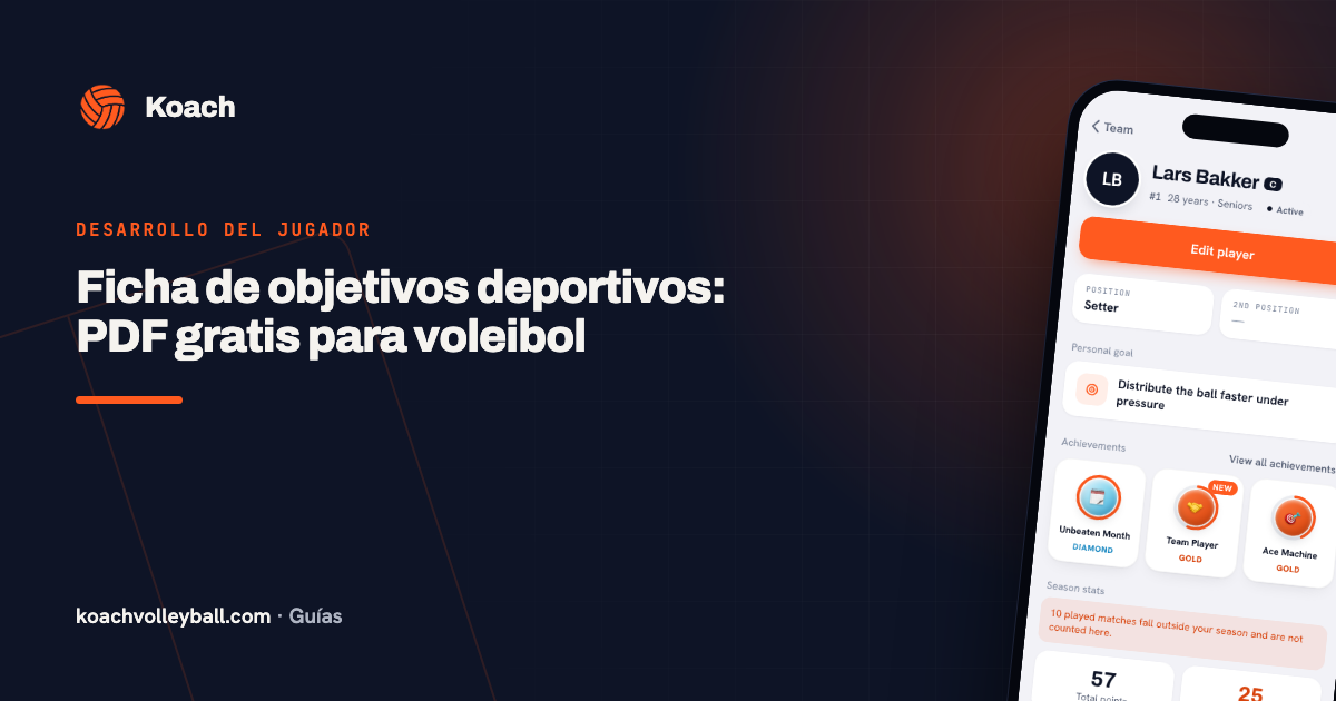 Ficha de objetivos deportivos: PDF gratis para voleibol