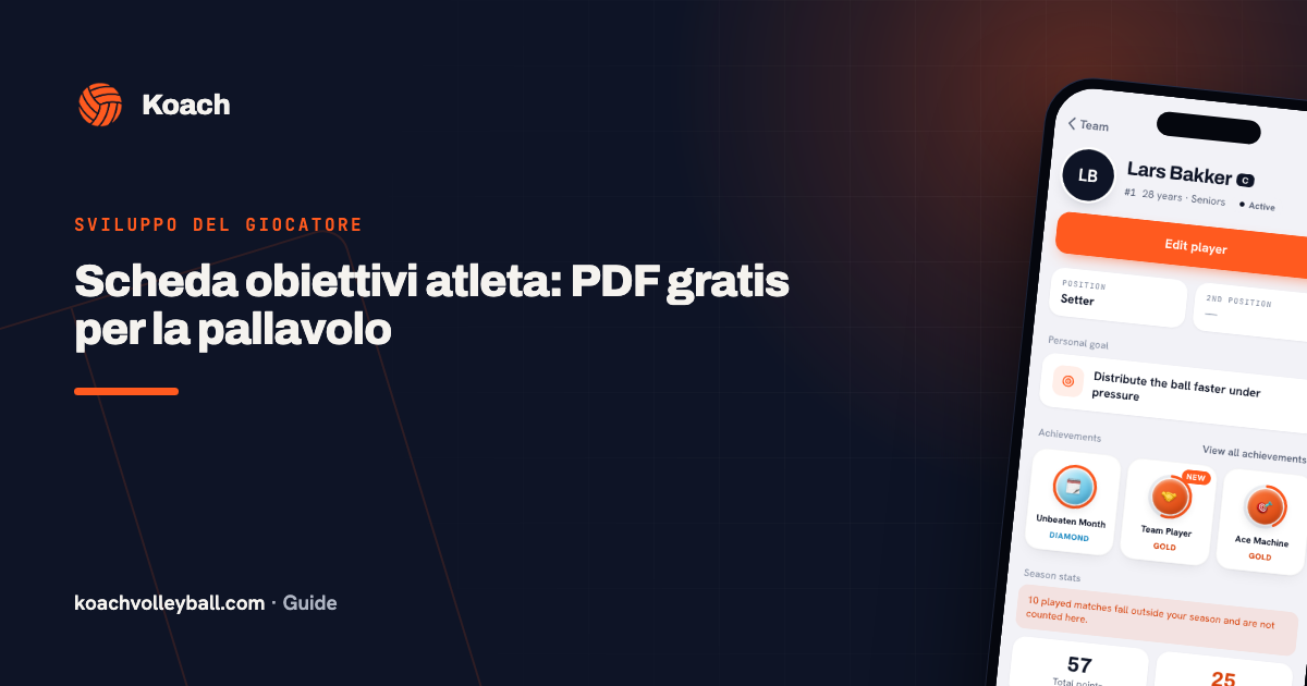 Scheda obiettivi atleta: PDF gratis per la pallavolo