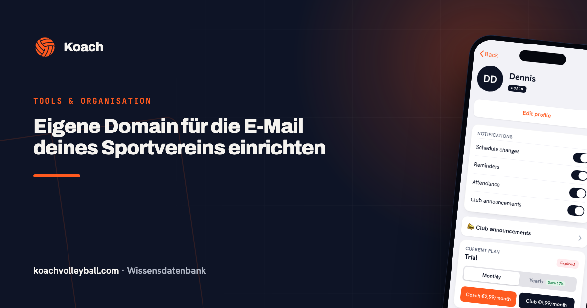 Eigene Domain für die E-Mail deines Sportvereins einrichten
