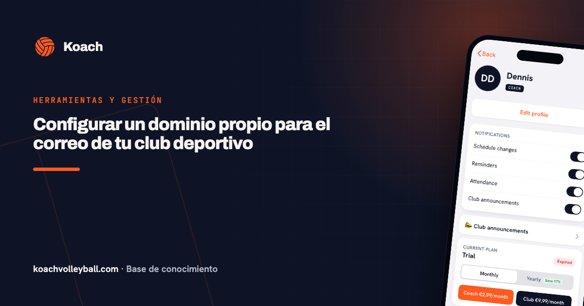 Configurar un dominio propio para el correo de tu club deportivo