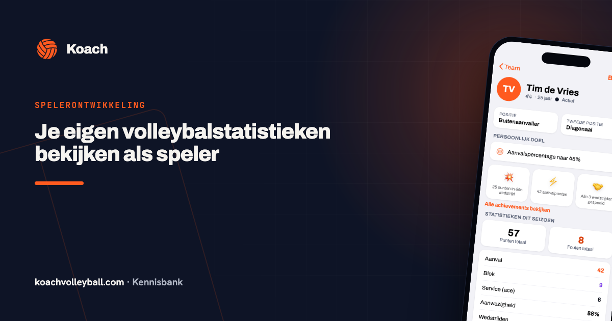 Eigen volleybalstatistieken bekijken op het spelersprofiel in de Koach-app