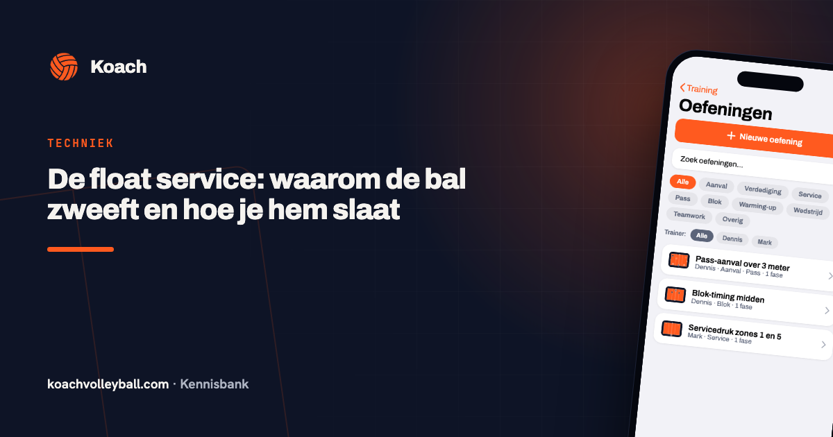 Serviceoefeningen in de Koach-app voor het trainen van de float service