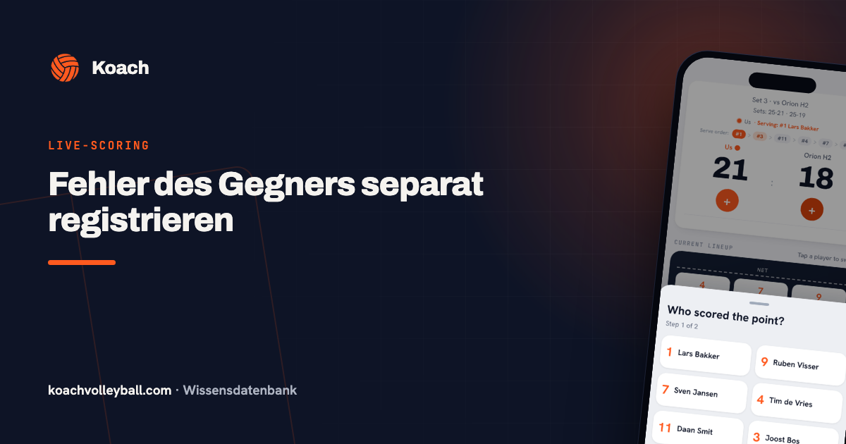 De knop fout tegenstander in de puntregistratie van de Koach-app