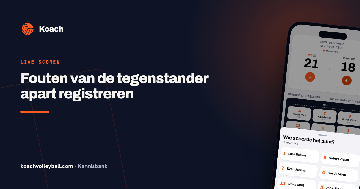 De knop fout tegenstander in de puntregistratie van de Koach-app