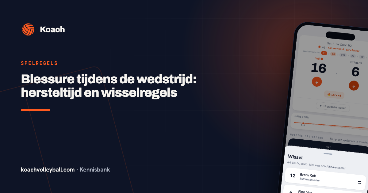 Wisselscherm in de Koach-app waarin je een speler het veld in of uit wisselt
