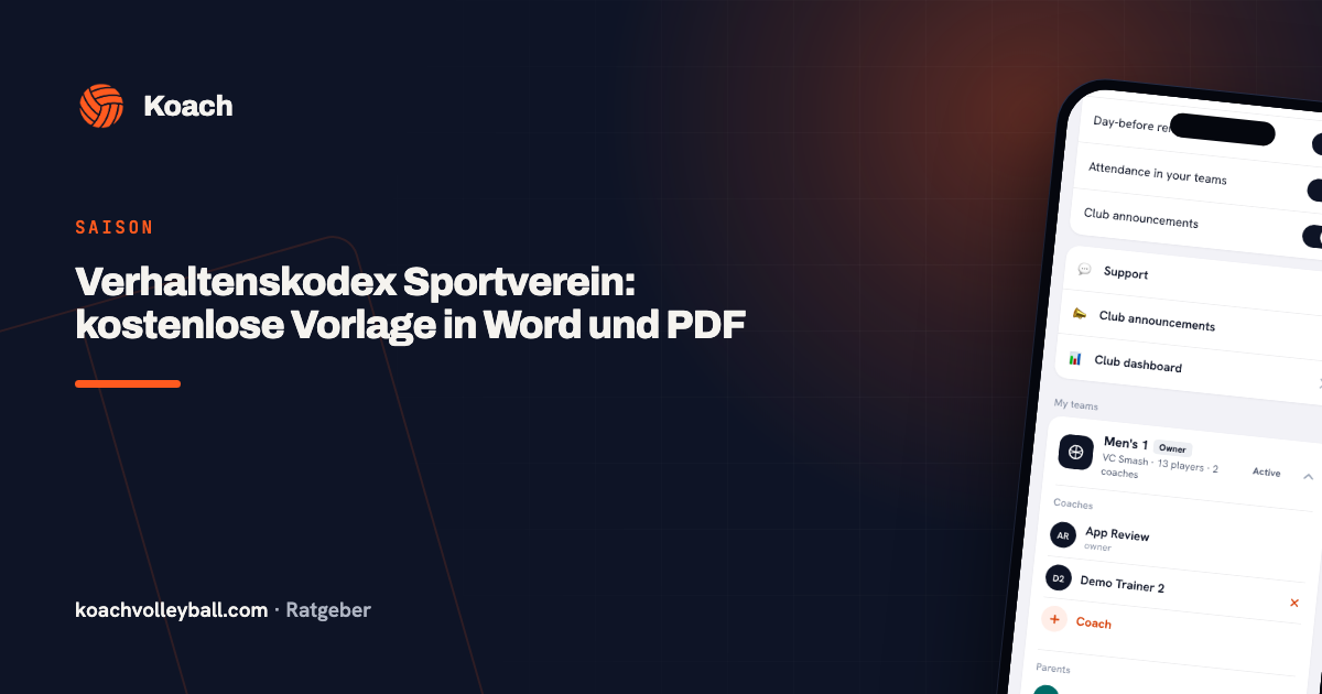 Verhaltenskodex Sportverein: kostenlose Vorlage in Word und PDF
