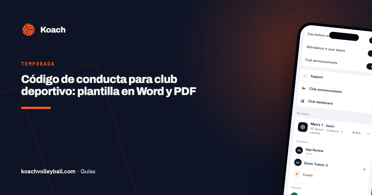 Código de conducta para club deportivo: plantilla en Word y PDF