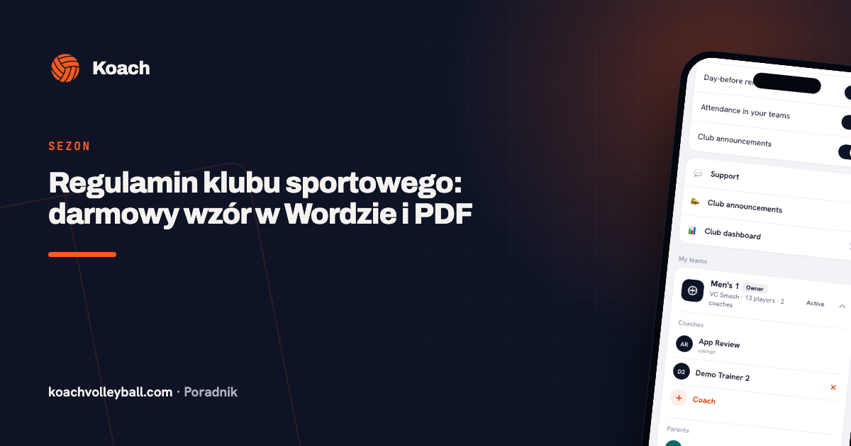 Regulamin klubu sportowego: darmowy wzór w Wordzie i PDF