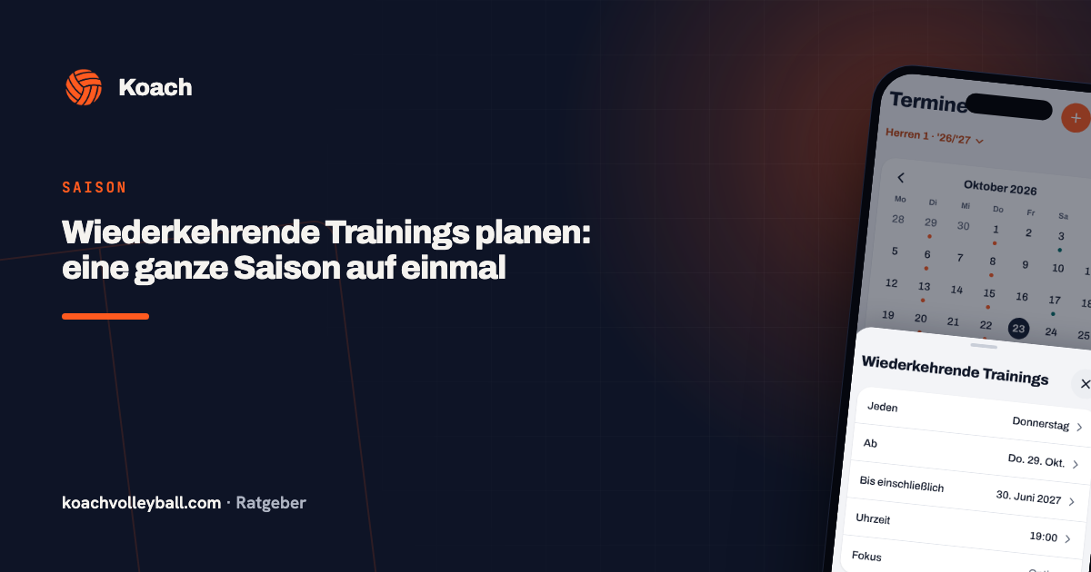 Wiederkehrende Trainings planen: eine ganze Saison auf einmal
