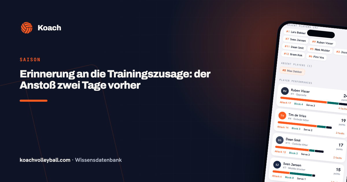 Erinnerung an die Trainingszusage: der Anstoß zwei Tage vorher