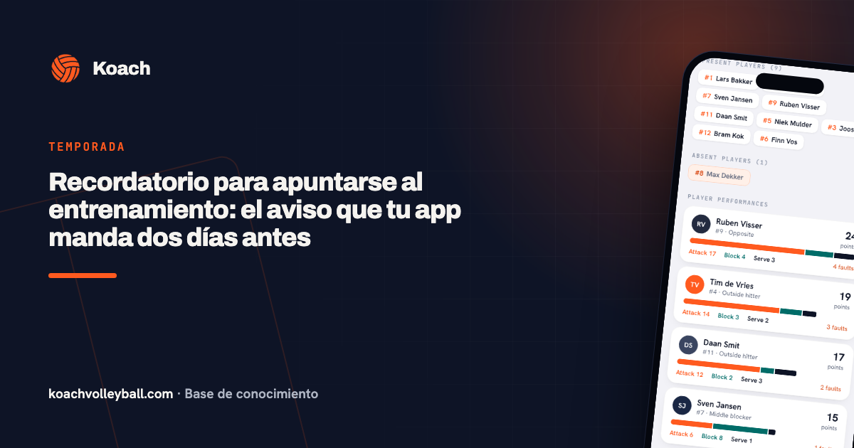Recordatorio para apuntarse al entrenamiento: el aviso que tu app manda dos días antes