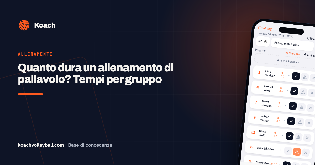 Quanto dura un allenamento di pallavolo? Tempi per gruppo