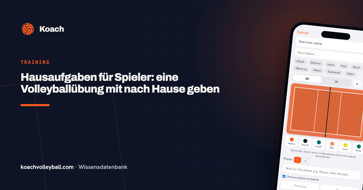 Hausaufgaben für Spieler: eine Volleyballübung mit nach Hause geben