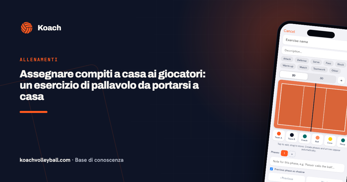Assegnare compiti a casa ai giocatori: un esercizio di pallavolo da portarsi a casa