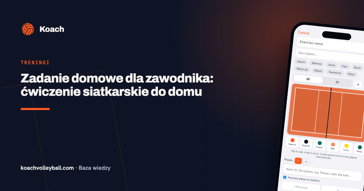 Zadanie domowe dla zawodnika: ćwiczenie siatkarskie do domu