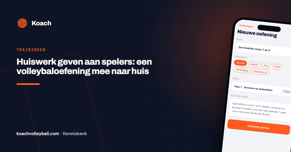 De oefeningeditor in de Koach-app, waar de oefening ontstaat die je later als huiswerk meegeeft