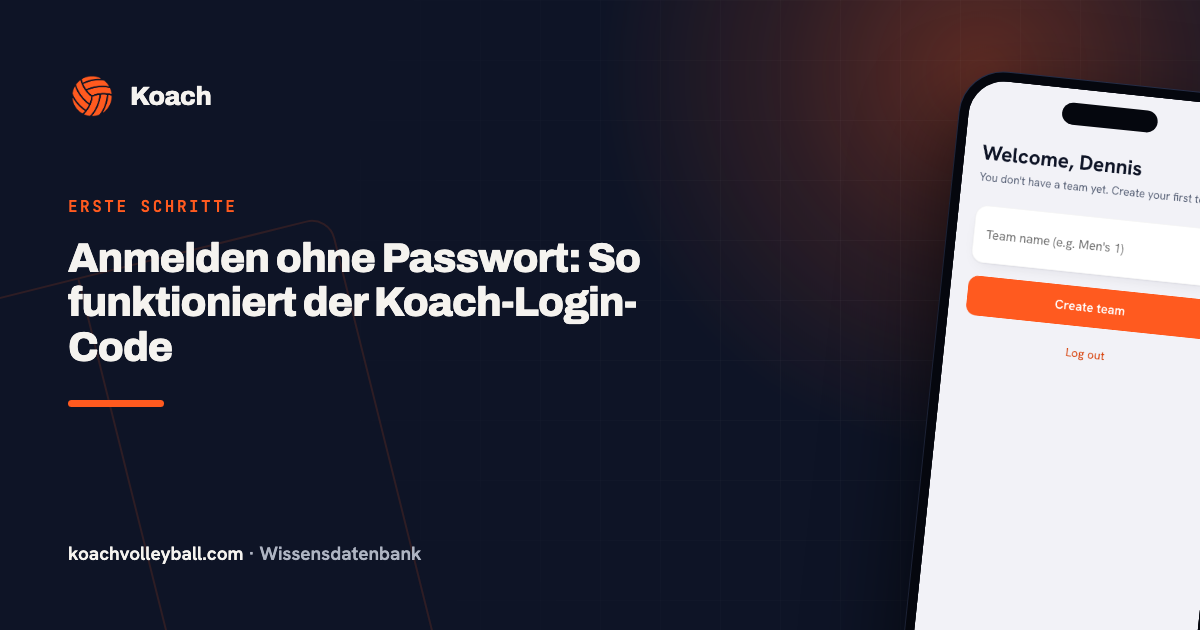 Inloggen in de Koach-app met een zescijferige code die per e-mail binnenkomt