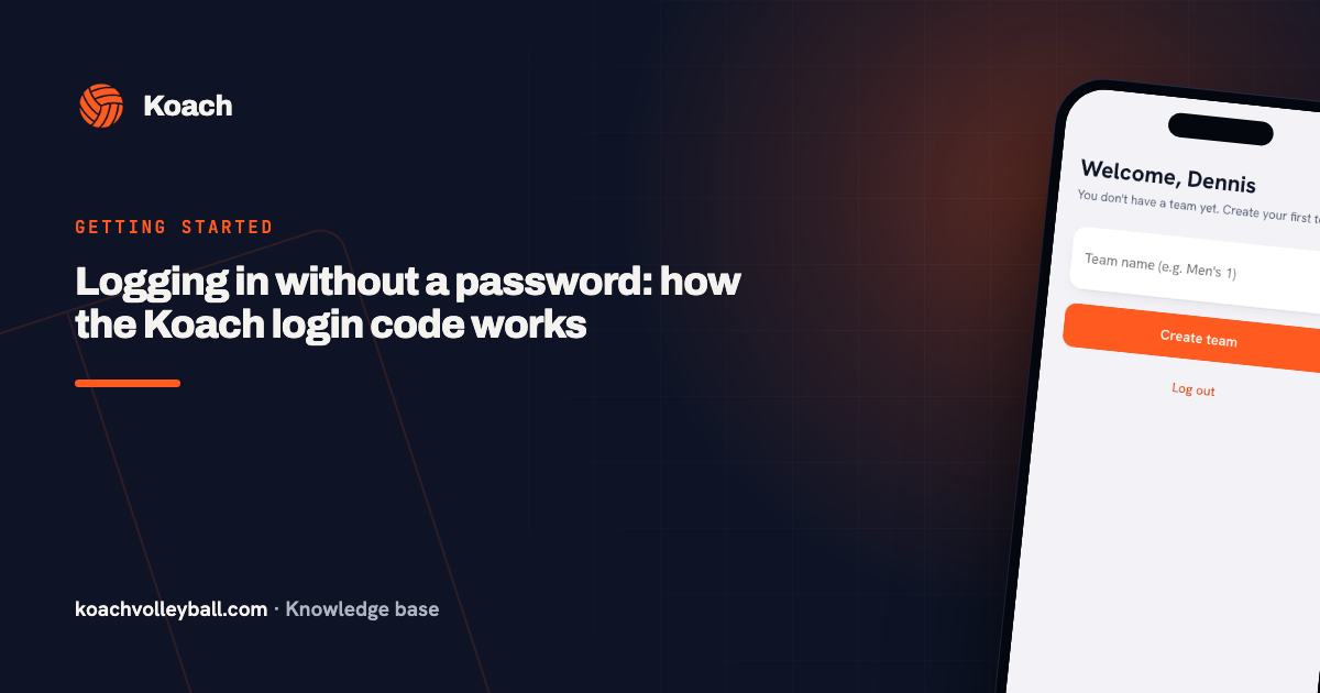 Inloggen in de Koach-app met een zescijferige code die per e-mail binnenkomt