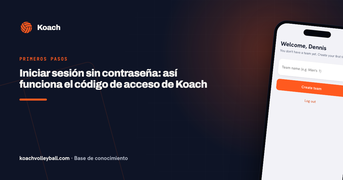 Inloggen in de Koach-app met een zescijferige code die per e-mail binnenkomt