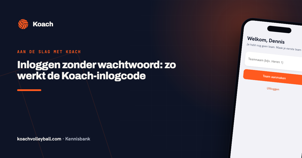 Inloggen in de Koach-app met een zescijferige code die per e-mail binnenkomt