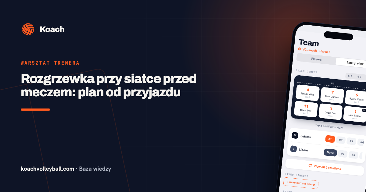 Rozgrzewka przy siatce przed meczem: plan od przyjazdu