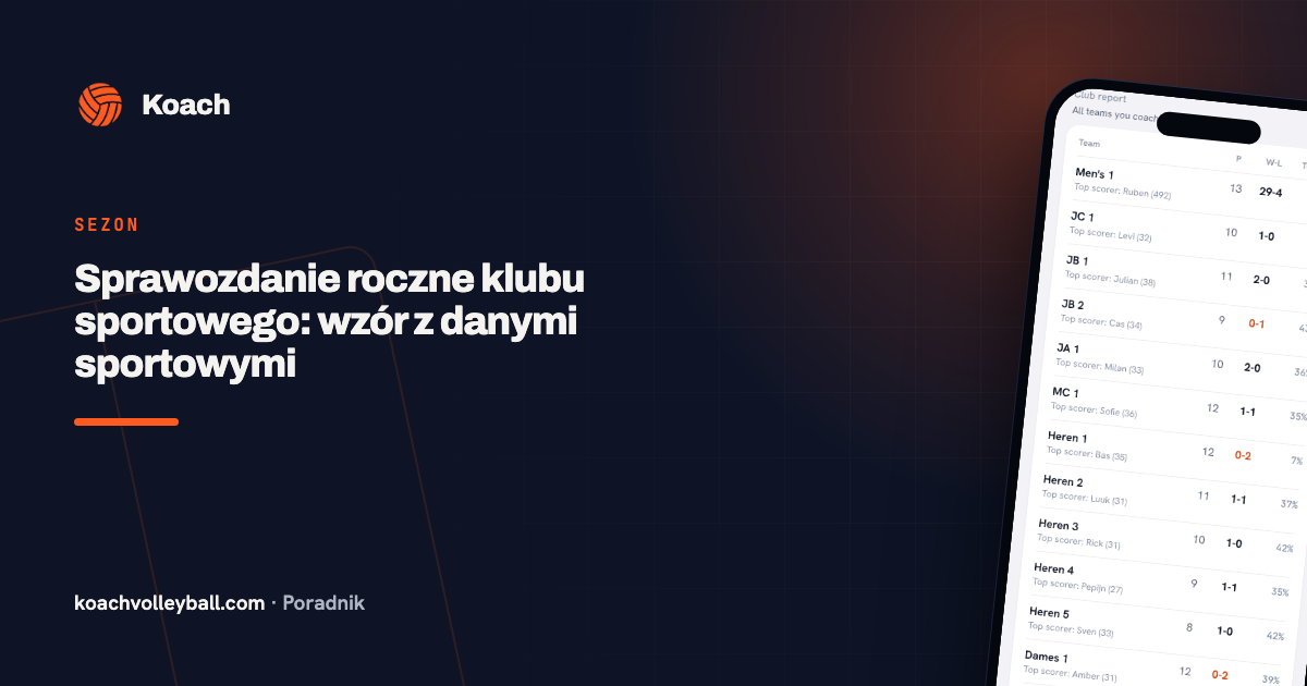 Sprawozdanie roczne klubu sportowego: wzór z danymi sportowymi