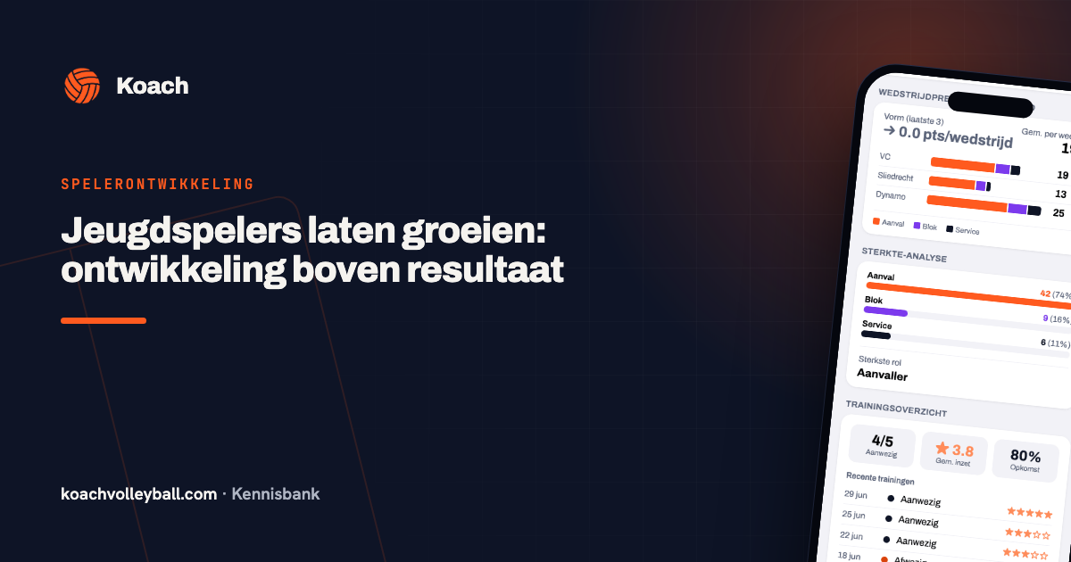 Groeipagina van een jeugdspeler in de Koach-app