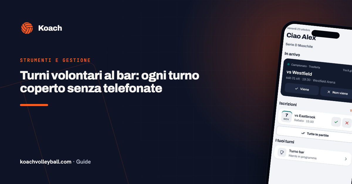 Turni volontari al bar: ogni turno coperto senza telefonate