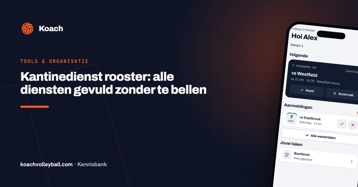 Kantinedienst rooster: alle diensten gevuld zonder te bellen
