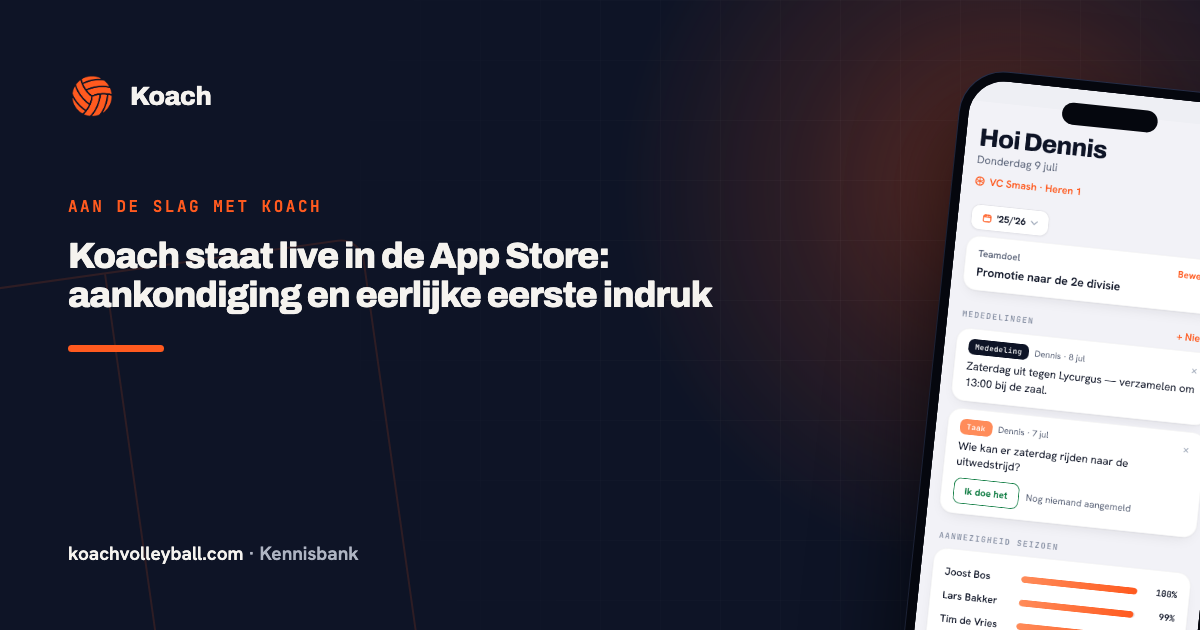 Koach Volleybal in de App Store: het dashboard van de app voor volleybalcoaches