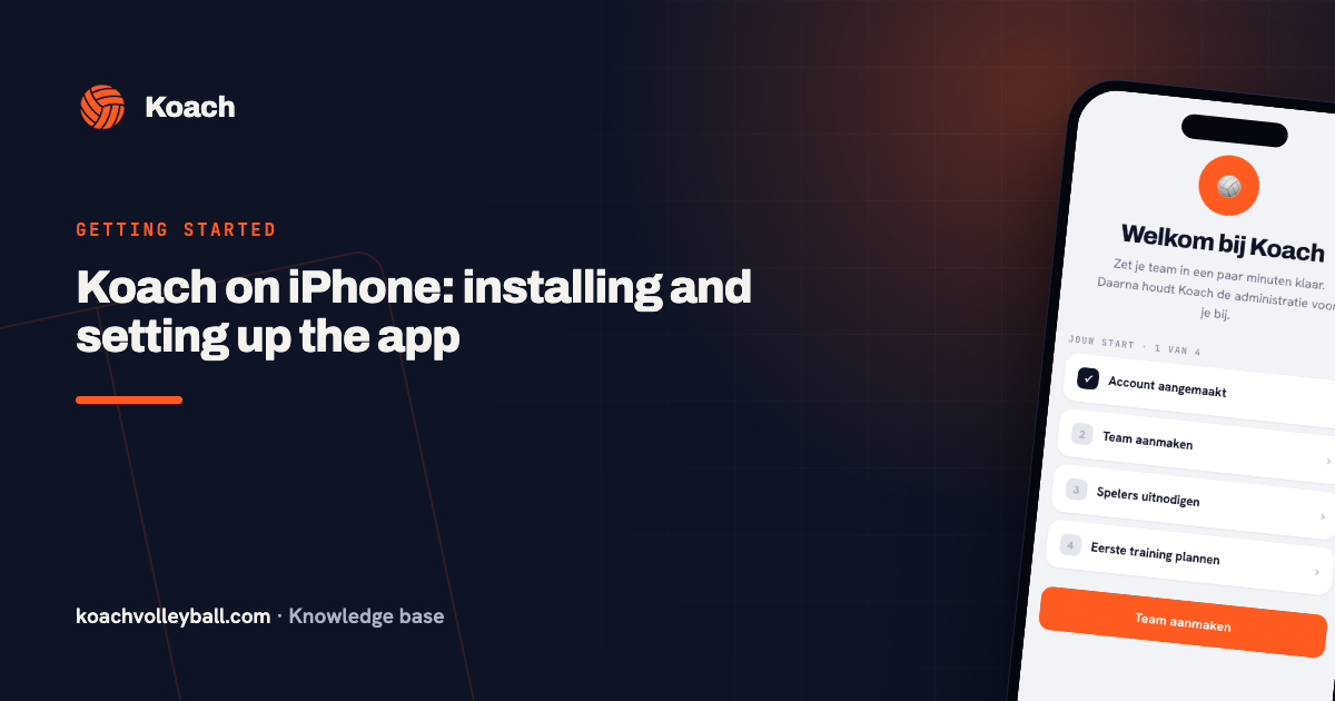 De Koach-app op iPhone met het welkomstscherm