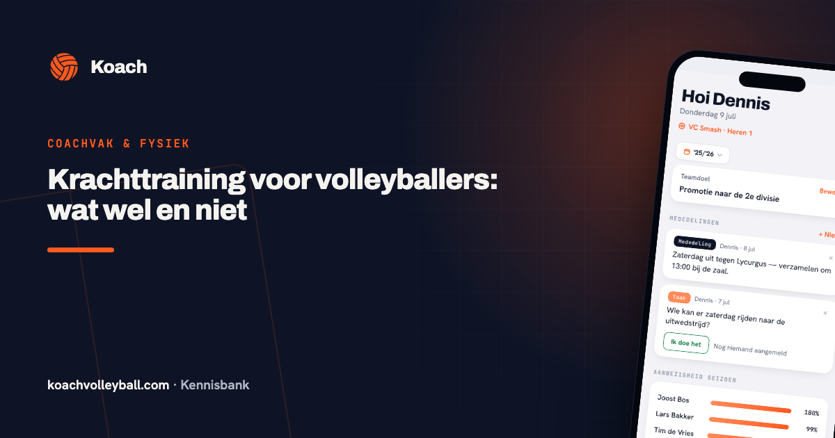 Dashboard in de Koach-app met het trainingsschema van het team