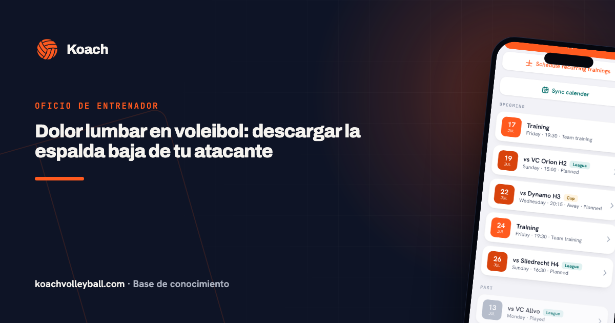 Dolor lumbar en voleibol: descargar la espalda baja de tu atacante