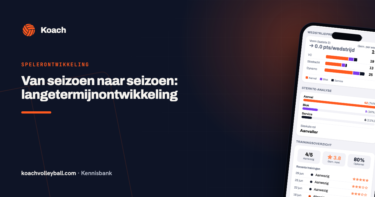 Seizoensdata van een speler over langere tijd in de Koach-app