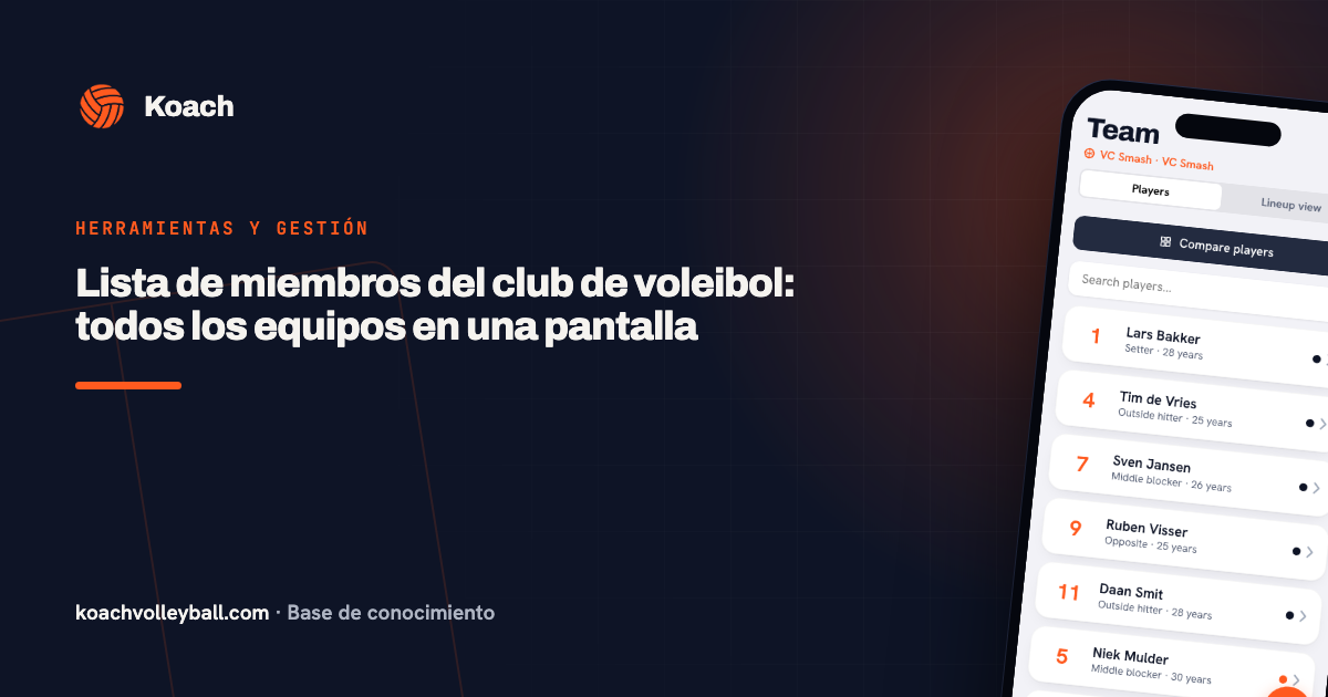 Lista de miembros del club de voleibol: todos los equipos en una pantalla