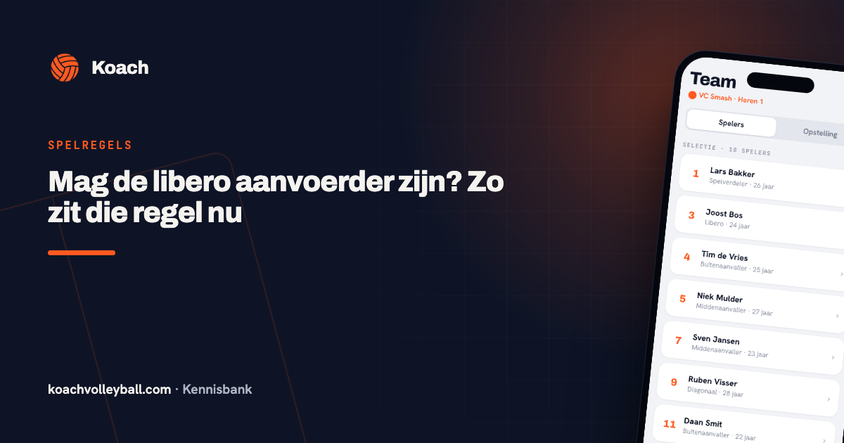 Spelerslijst in de Koach-app met de volledige selectie en rollen per speler