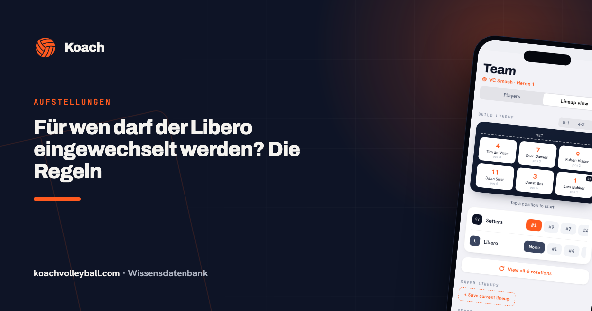Libero-rol in de opstelling van de Koach-app met L-badge