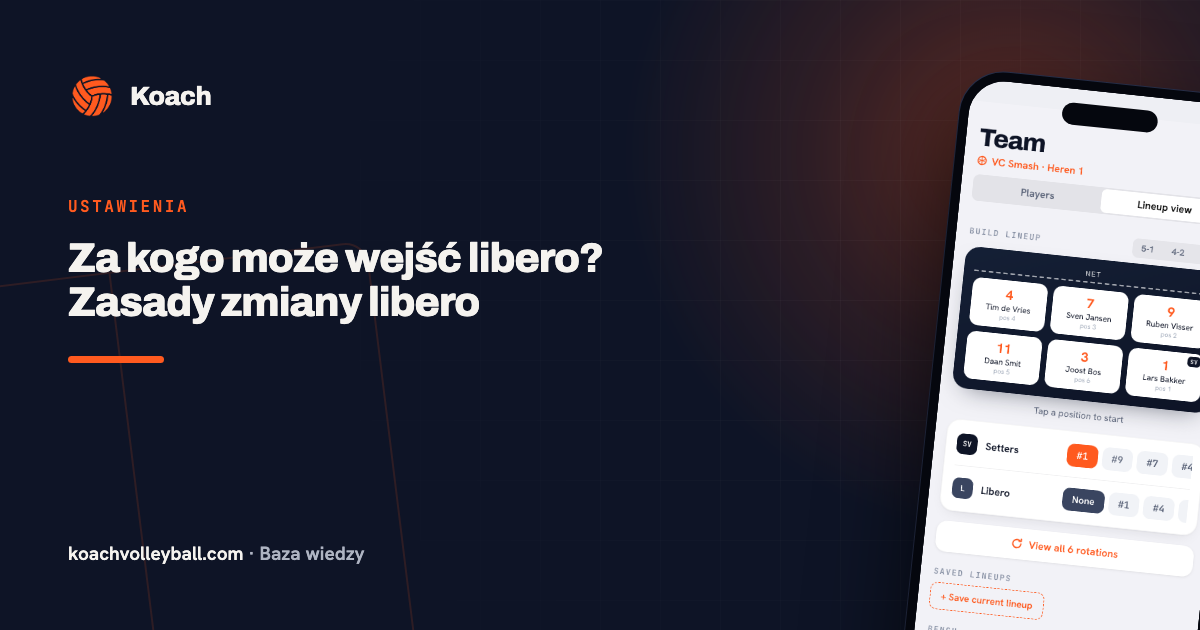 Libero-rol in de opstelling van de Koach-app met L-badge