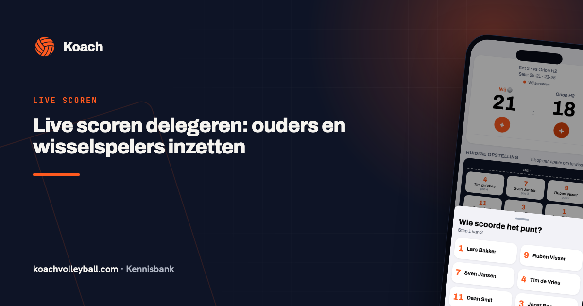 Eenvoudig registratiescherm in de Koach-app dat iedereen langs de lijn kan bedienen