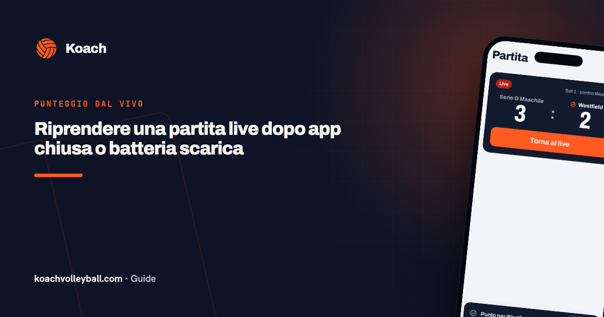 Riprendere una partita live dopo app chiusa o batteria scarica