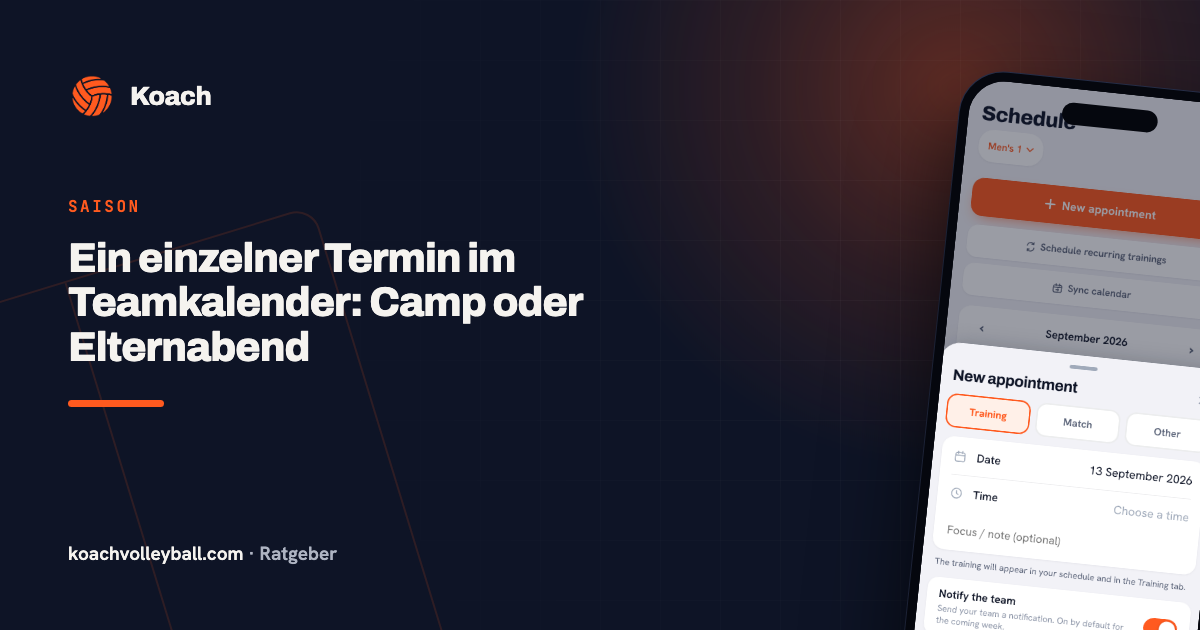 Ein einzelner Termin im Teamkalender: Camp oder Elternabend