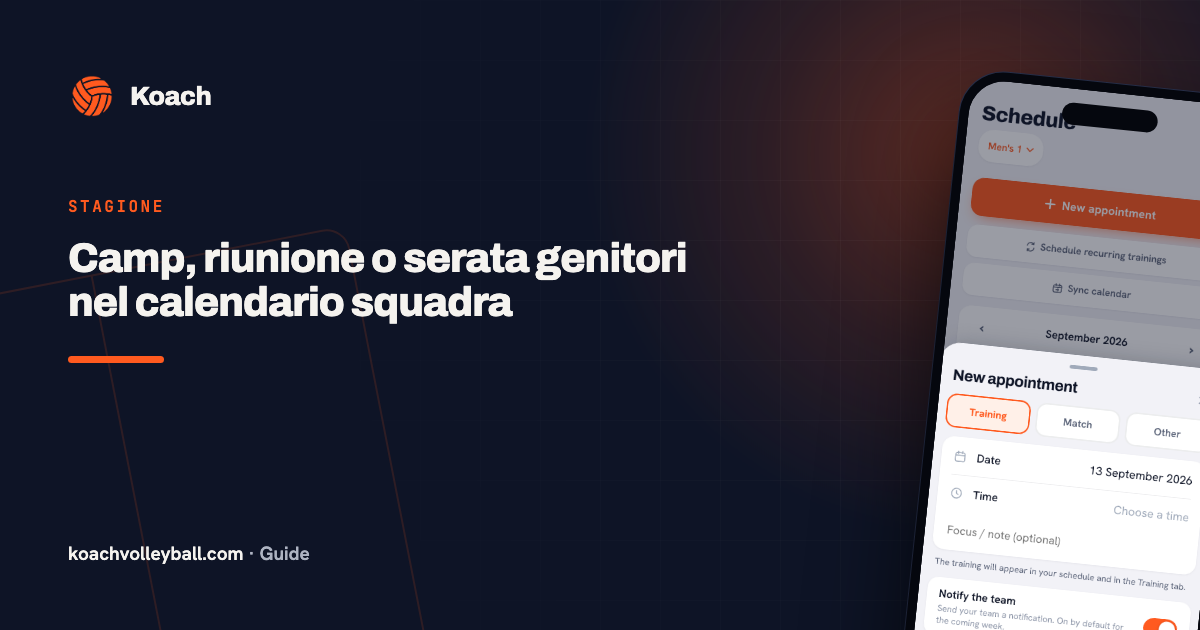 Camp, riunione o serata genitori nel calendario squadra