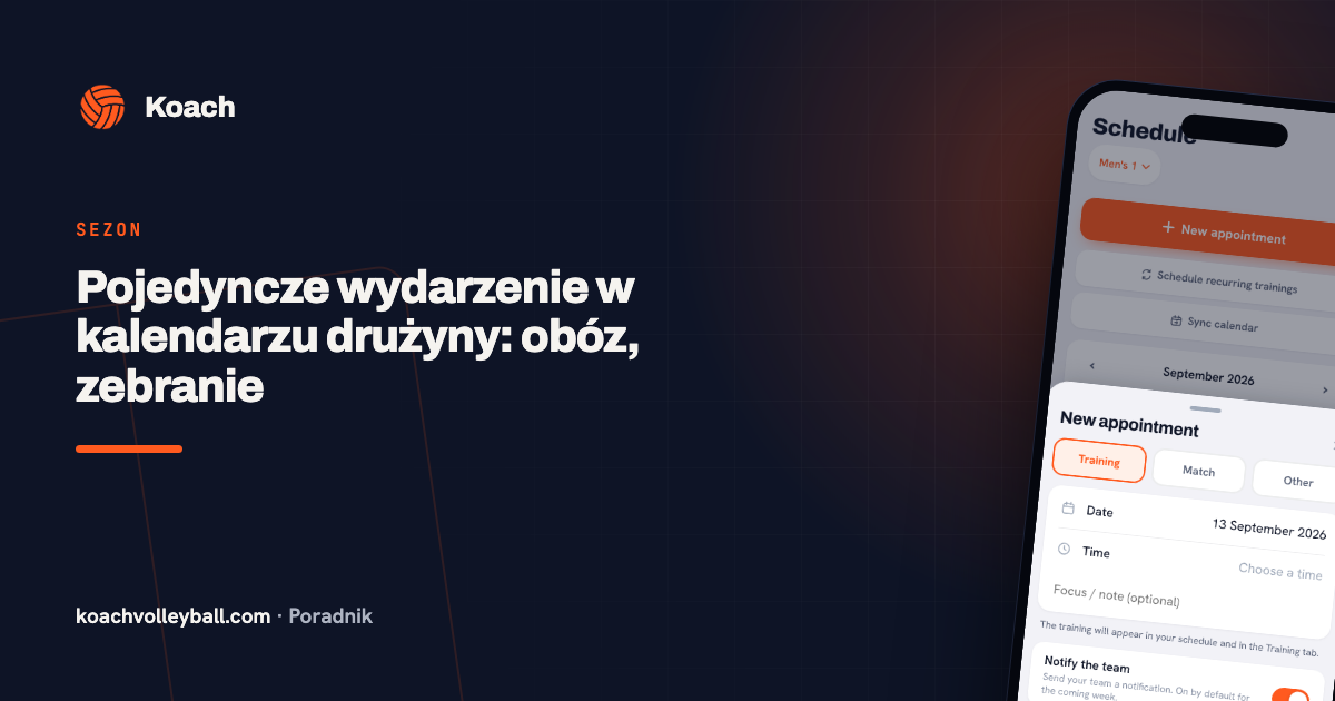 Pojedyncze wydarzenie w kalendarzu drużyny: obóz, zebranie