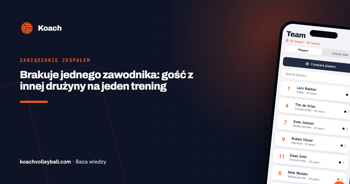 Brakuje jednego zawodnika: gość z innej drużyny na jeden trening