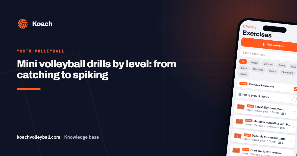 Mini volleyball drills by level: from catching to spiking