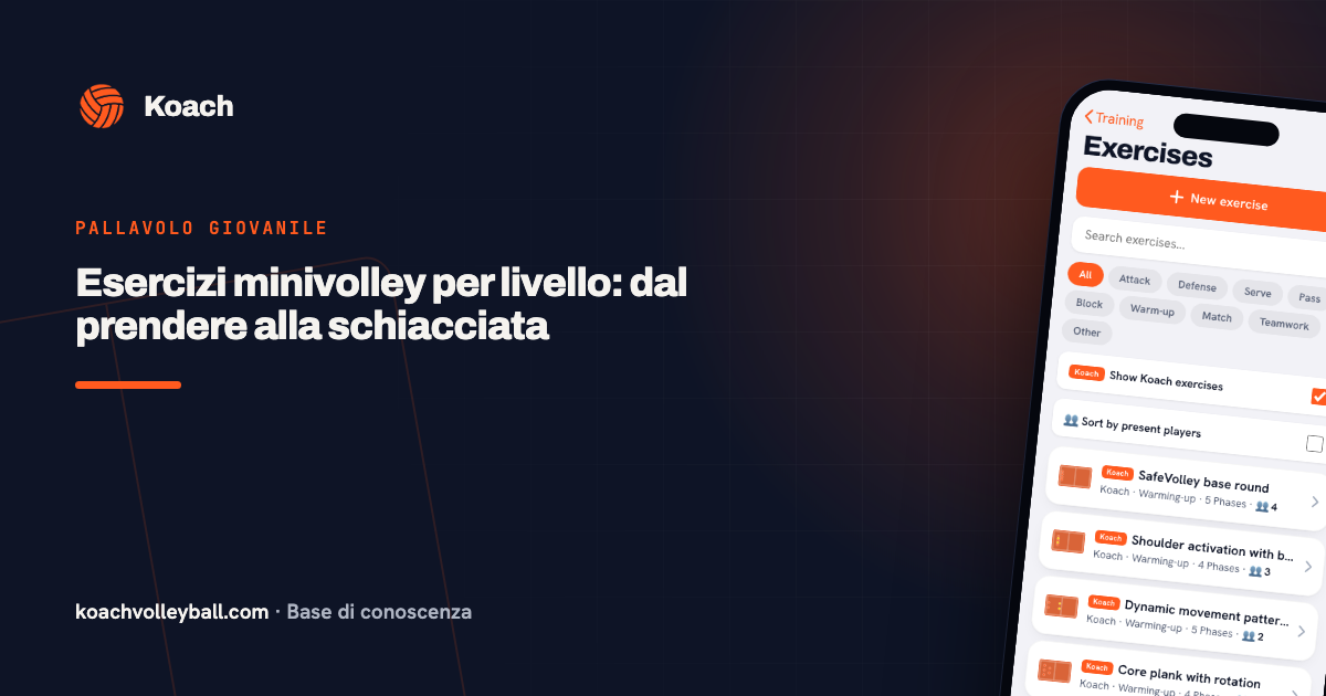 Esercizi minivolley per livello: dal prendere alla schiacciata