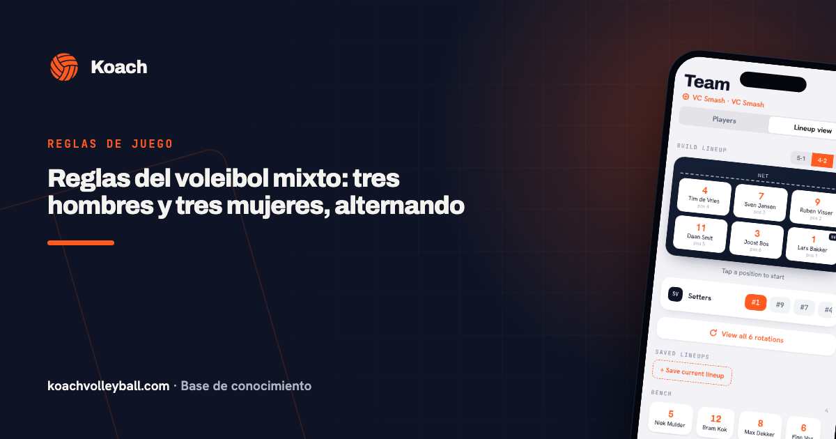 Reglas del voleibol mixto: tres hombres y tres mujeres, alternando