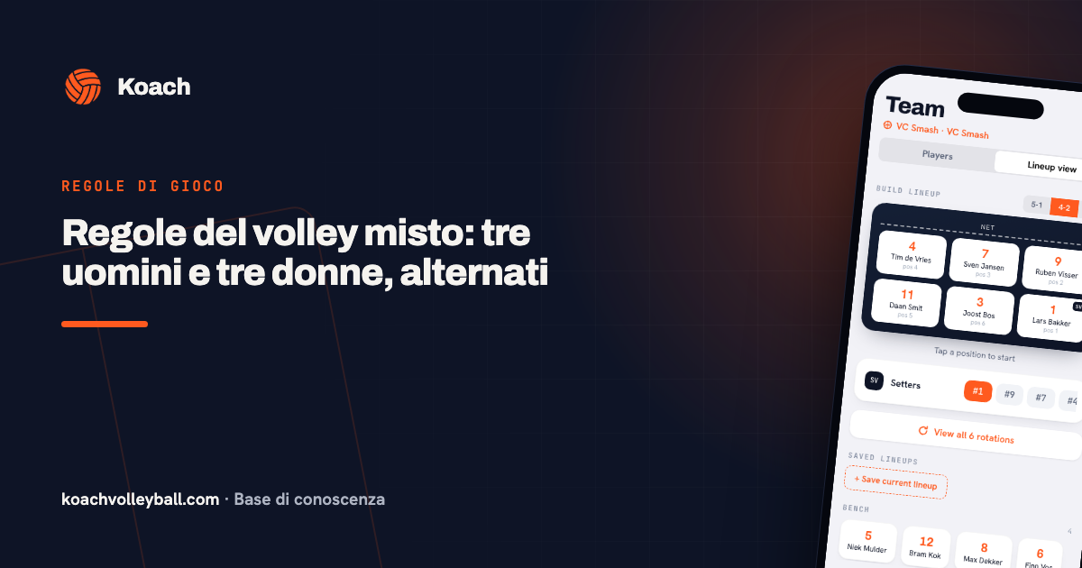 Regole del volley misto: tre uomini e tre donne, alternati