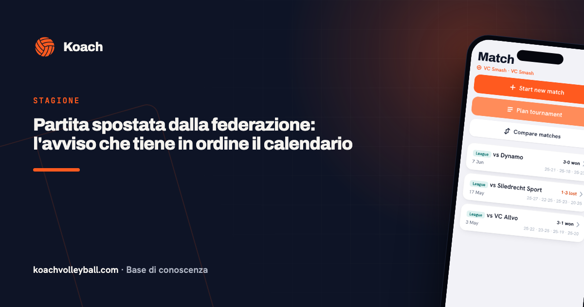Partita spostata dalla federazione: l'avviso che tiene in ordine il calendario