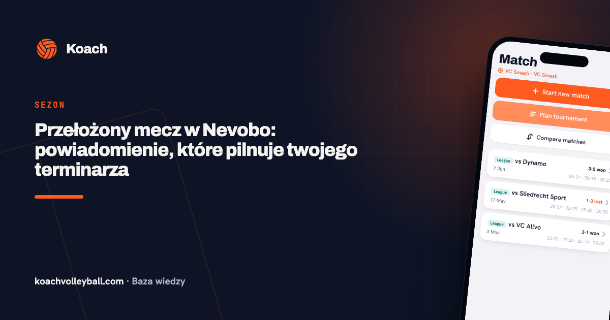 Przełożony mecz w Nevobo: powiadomienie, które pilnuje twojego terminarza